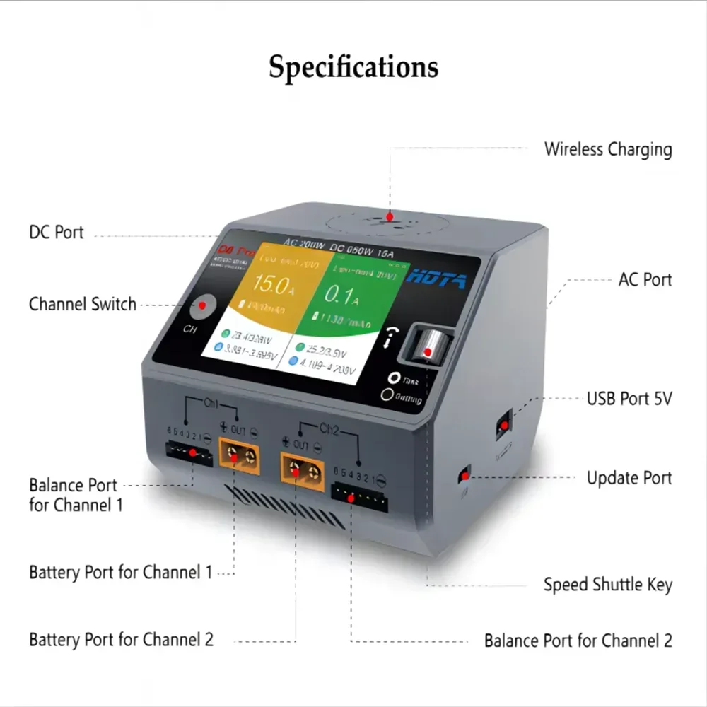 شاحن ذكي ثنائي القناة HOTA D6  - مراجعة Hota D6 Pro Dual Lipo Charger وسعره