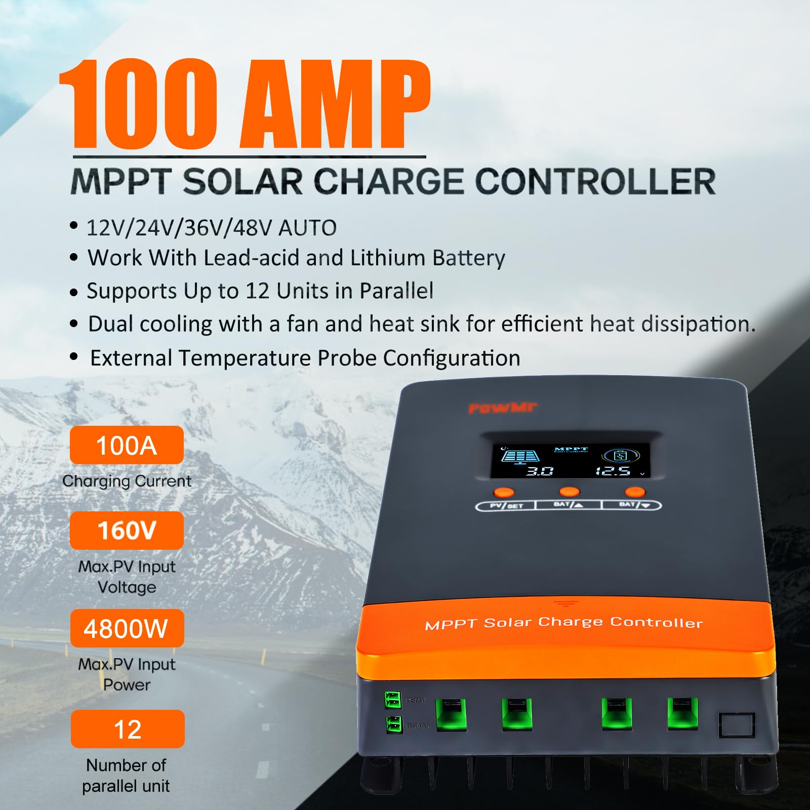 جهاز تحكم بالشحن الشمسي PowMr  - مراجعة Lifepo4 12V 100Ah Bms Bluetooth وسعره